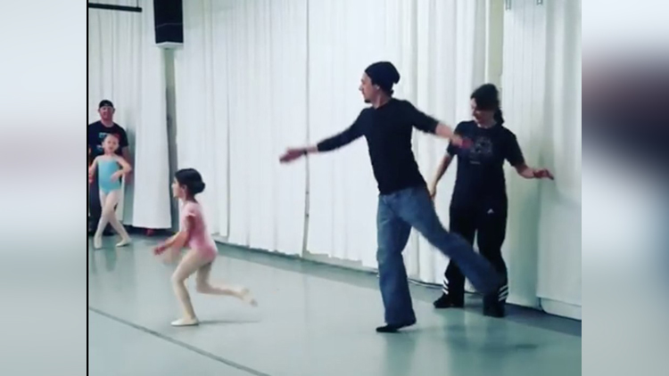 Daddy Daughter Ballet Class Held by Dance Center