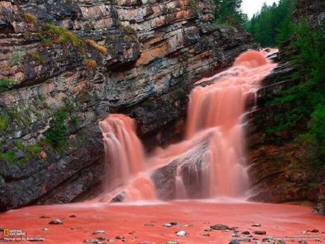 red waterfall
