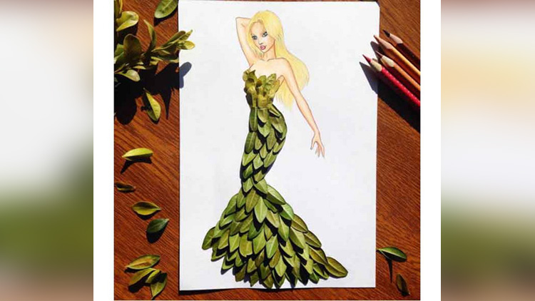 painting using leaves