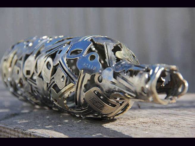 artist turns old keys into recycled art key ball
