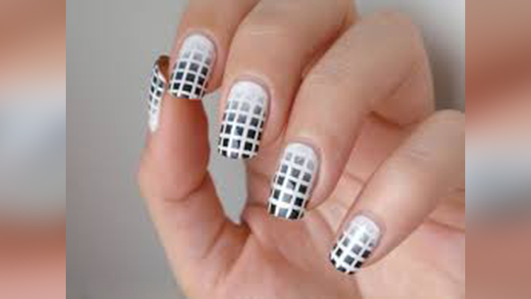 black and white nail art design 