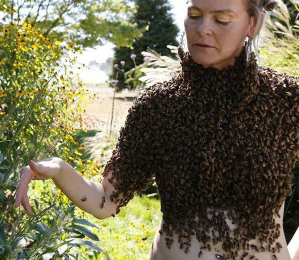 This woman loves to wear clothes bees