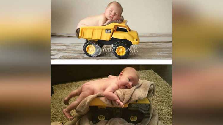 baby in a truck