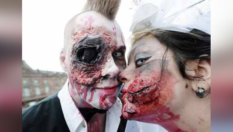 france People dress up as zombies to attend a festival of Halloween
