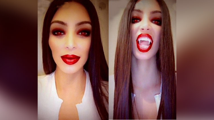 Kim Kardashian turns vampire using new snapchat feature