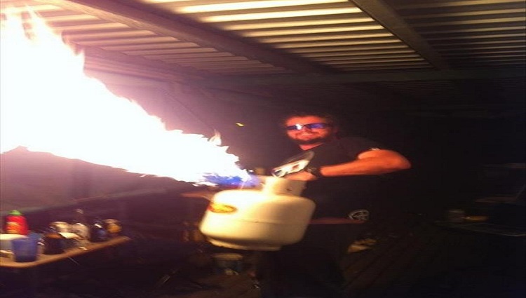 Stupid man playing with fire