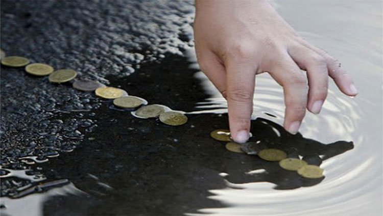 why coins thrown in river