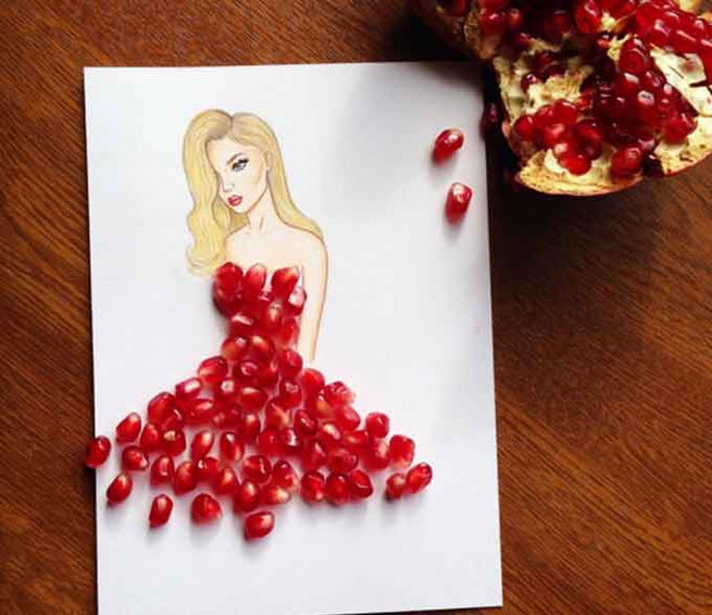 painting using Pomegranate Seeds
