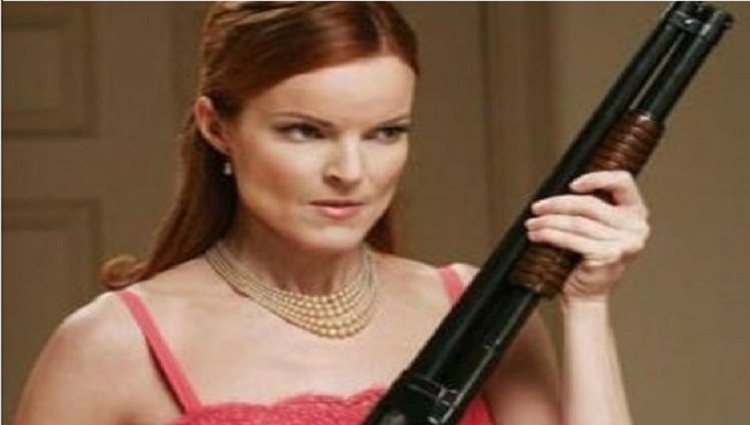 picture of an actress holding gun