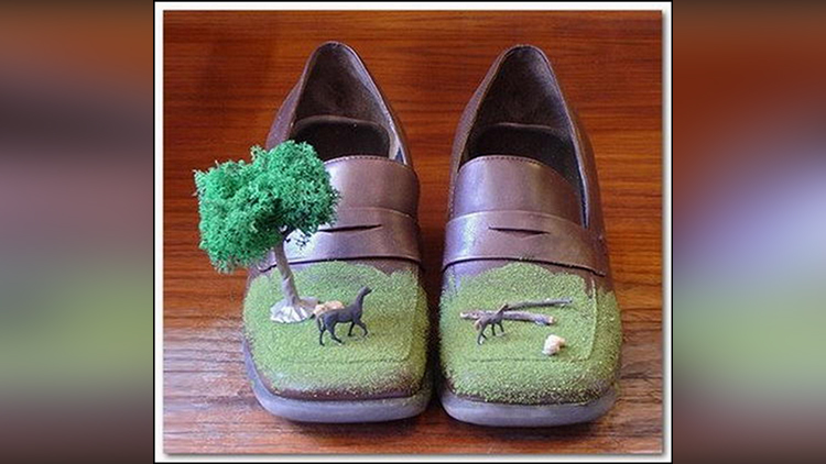 shoes with greenery