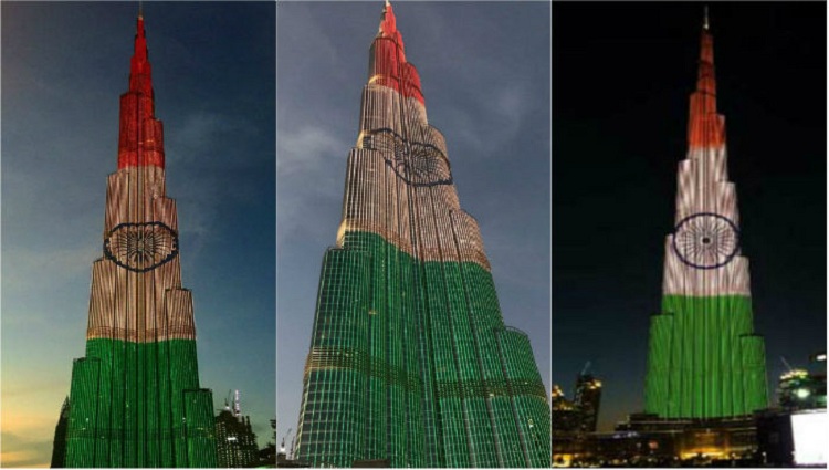 Worlds tallest tower Burj Khalifa lights up in tricolor to celebrate Republic Day of India