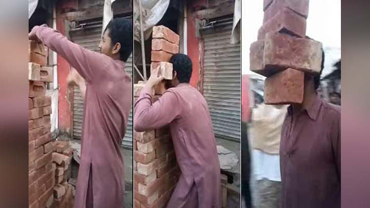 Pakistani Talented Boy Lifts 6 Bricks with Teeth