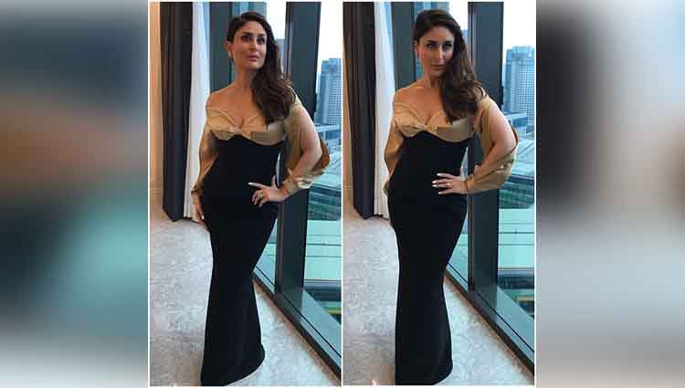 kareena kapoor khan in a black and gold dress