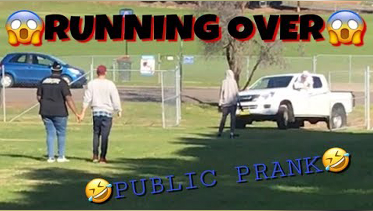 running over public prank