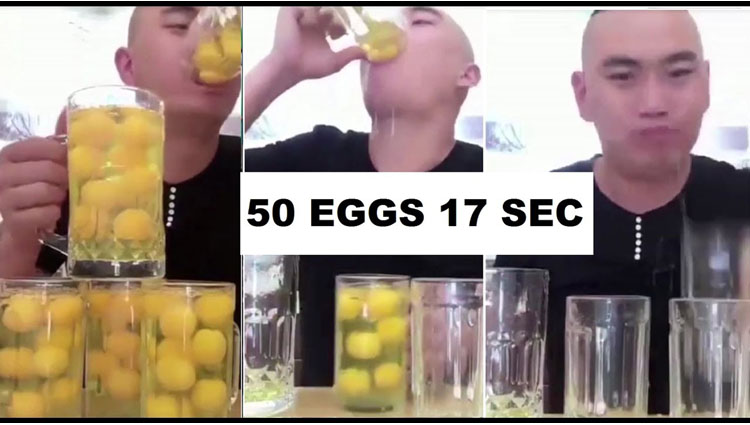 man gulps down 50 raw eggs in 17 seconds,all for internet fame
