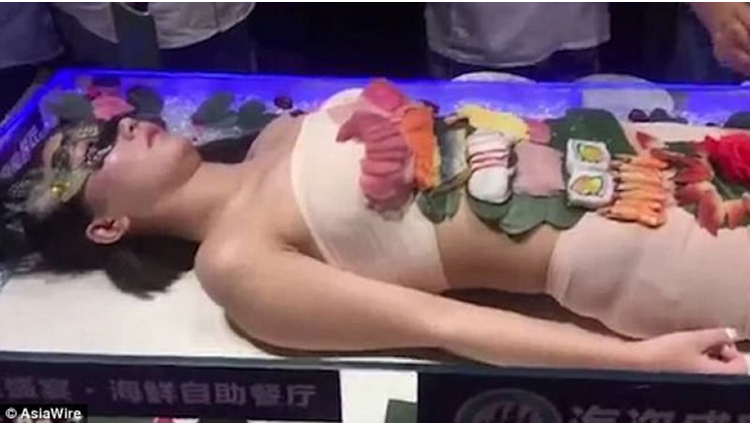 human sushi platter