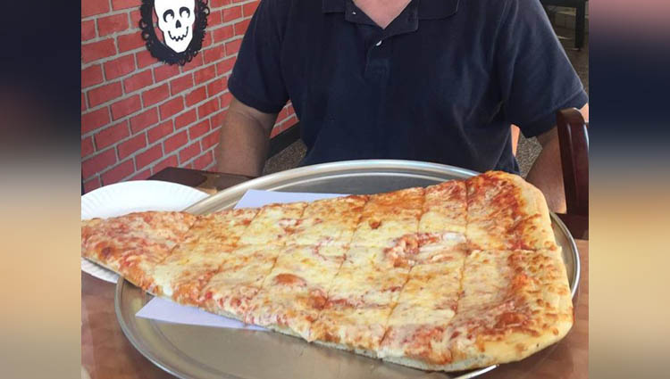 people eat 24 inch pizza slice and upload selfie on instagram