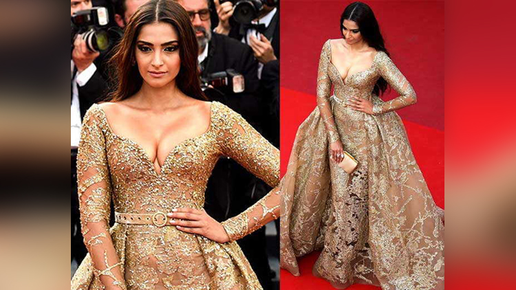 Cannes 2017 Sonam Kapoor dons a golden look for the red carpet See pics