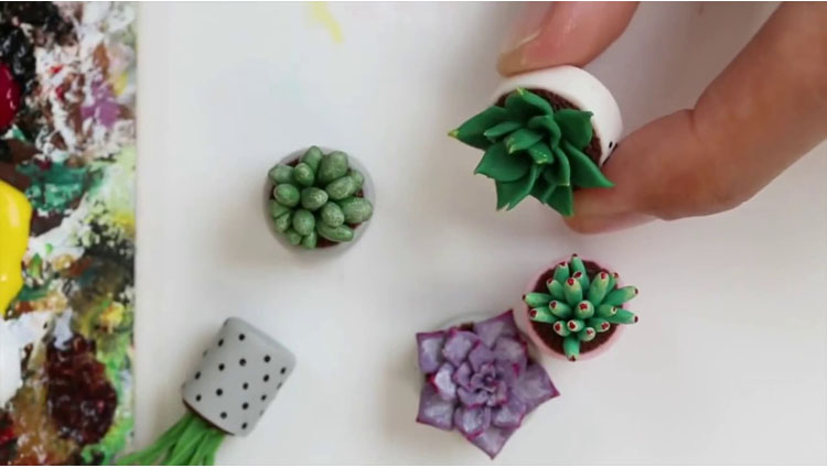 Miniature Succulents Plants Polymer Clay and Acrylics Tutorial