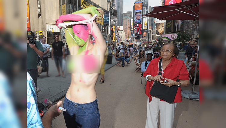 Nude model busted in Times Square