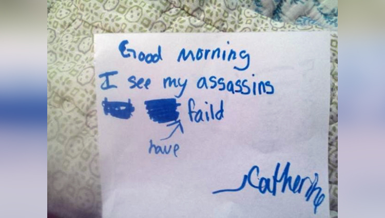 Threatening note by kid