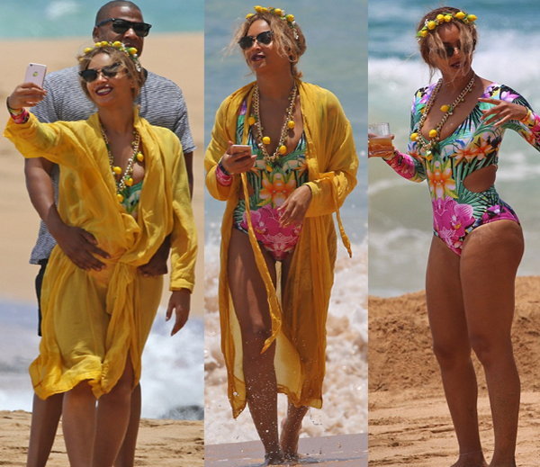 beyonce looking hot with husband on beach