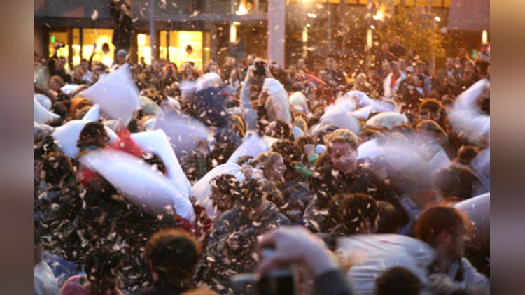 Valentines Day Pillow Fight at San Francisco