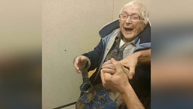 99 year old lady behind bars