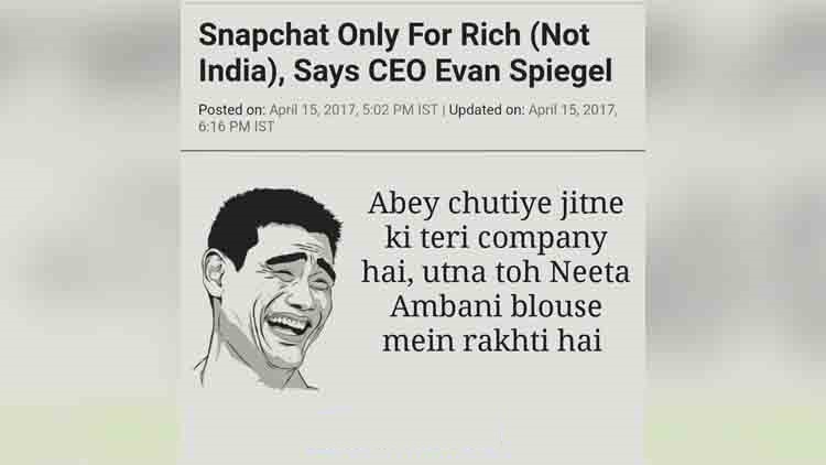 indias reply to snapchat ceo
