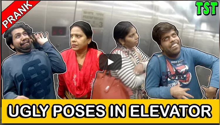 Ugly Poses Prank In Elevator TST