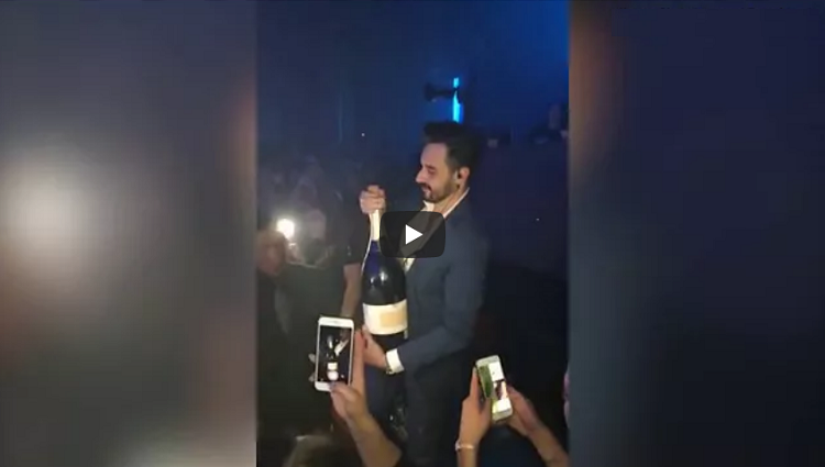 Man drops magnum of Champagne on the floor in Ibiza's club