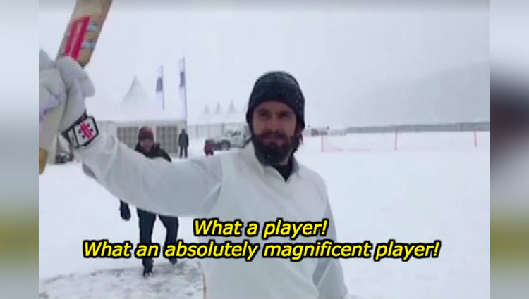 Ranveer Singh Plays Cricket On The Snowy Mountain