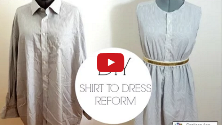 DIY REFASHION SHIRT INTO DRESS