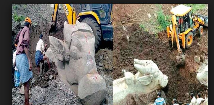 Centuries old Nandi statues unearthed near Mysuru