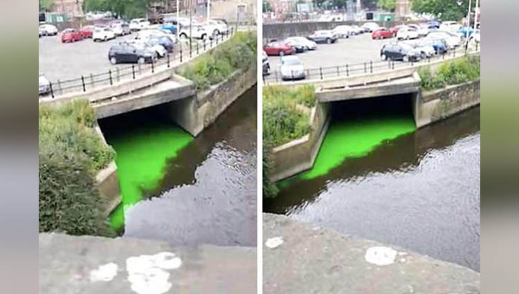 River Mysteriously Glows Fluorescent Green