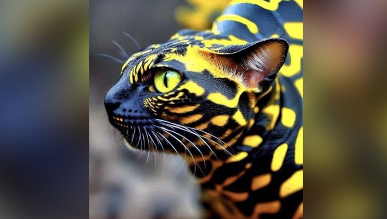 Not only the eyes of this cat but also the body is snake colored
