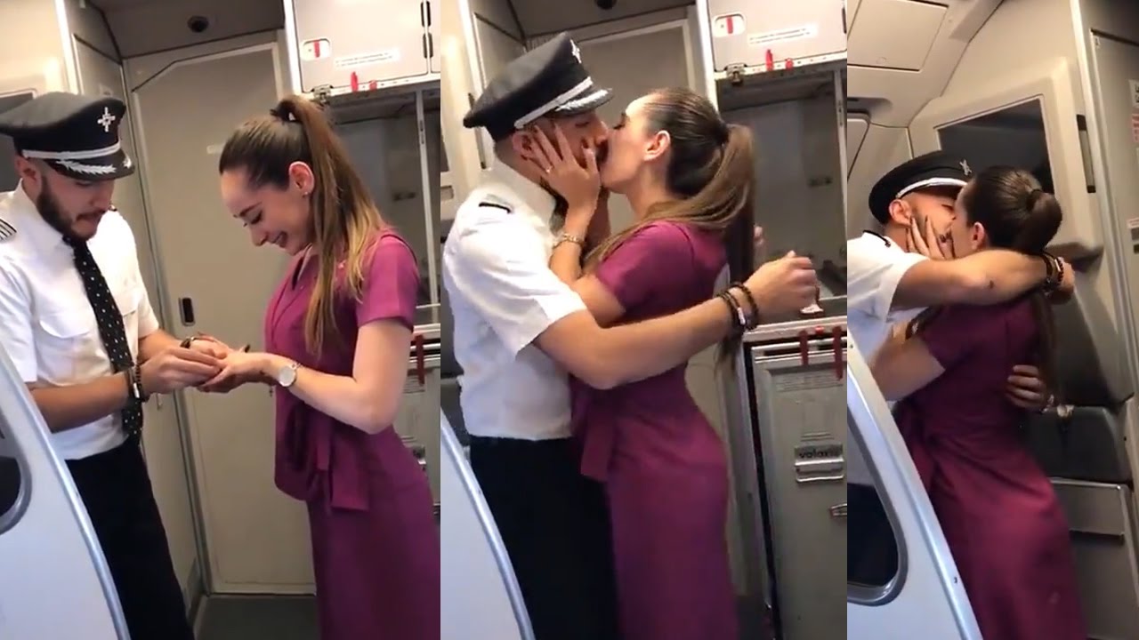 Watch An Adorable Video Of A Pilot Proposing An Air Hostess In A Flight