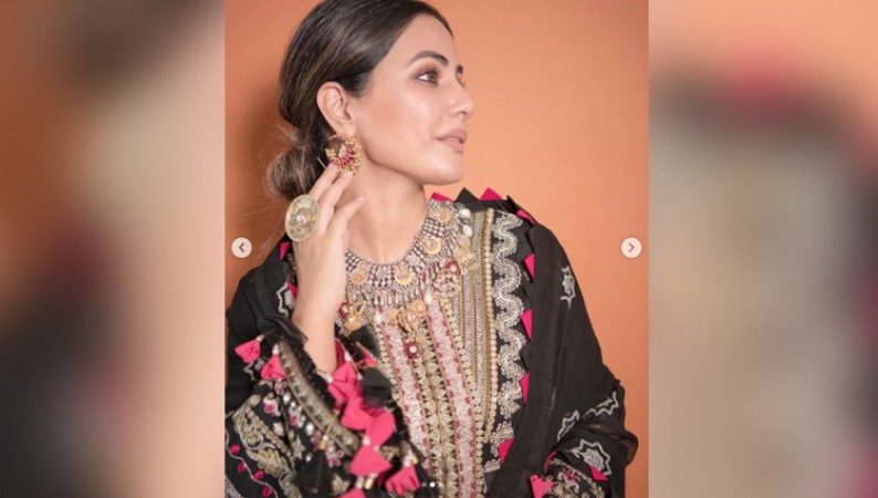 hina khan looks adorable in black salwar kameez