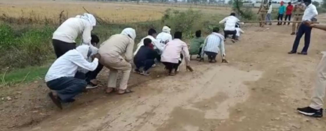 Baratis made to do frog jump in mp for violating the lockdown due to covid-19