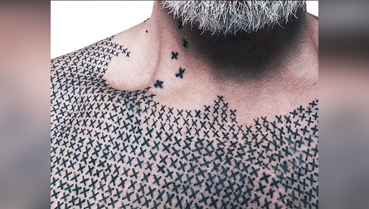 Artist tattoos 40000 cross marks on his body to highlight animal rights