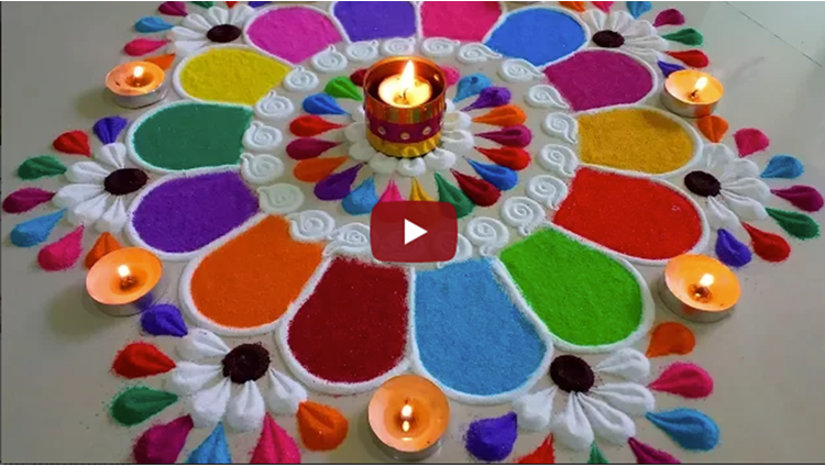 Colourful and innovative Diwali special rangoli design