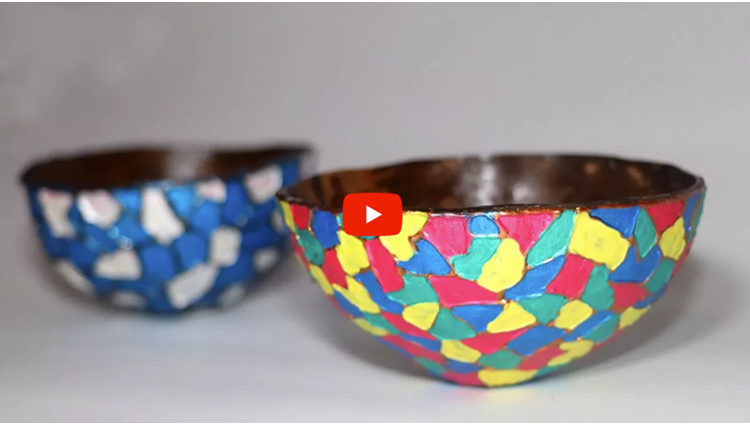 DIY Coconut Bowl Best out of Waste Crafts Little Crafties