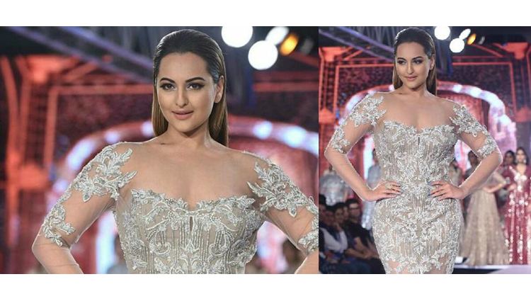Sonakshi Sinha Walked For Falguni and Shane Peacock In Utra-Sheer Gown