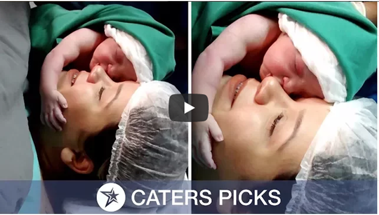 Newborn Baby Clings to Mum Face